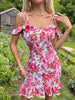 JIM & NORA Ladies Sexy Spaghetti Strap Backless Floral PrintSummer Beach Mini Dress Casual Y2K Sundress Slim Vestidos