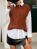 JIM & NORA Casual Tops Women Short Sleeve Loose Sweater Vest Female Round Neck Soild Colour Waistcoat Autumn Spring Hot