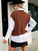 JIM & NORA Casual Tops Women Short Sleeve Loose Sweater Vest Female Round Neck Soild Colour Waistcoat Autumn Spring Hot