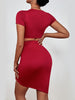 JIM & NORA Ruched Cross Halter Bodycon Sexy Dress Two Piece Set 2023 Short Sleeve Crop Top Mini Wrap Bodycon Skirt Party Suit
