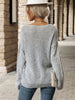 JIM & NORA Sexy Pullover Women V Neck Long Sleeve Hollow Out Breathable Sweater Knit Loose Soild Colour Tops Casual Hot