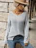 JIM & NORA Sexy Pullover Women V Neck Long Sleeve Hollow Out Breathable Sweater Knit Loose Soild Colour Tops Casual Hot