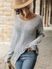 JIM & NORA Sexy Pullover Women V Neck Long Sleeve Hollow Out Breathable Sweater Knit Loose Soild Colour Tops Casual Hot