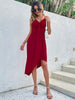 JIM & NORA Sexy Spaghetti Strap V Neck Womens Summer Tunic Midi Dress Irregular Hem Soild Colour Party Club Wear Dresses Fashion