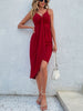 JIM & NORA Sexy Spaghetti Strap V Neck Womens Summer Tunic Midi Dress Irregular Hem Soild Colour Party Club Wear Dresses Fashion