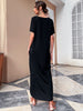 JIM & NORA Summer Casual Loose Short Sleeve V Neck Maxi Dress Women Split Beach Dress Black Long Dresses Sundress Robe