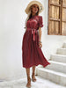 JIM & NORA Summer Formal Office Women Chiffon Polka Dot Midi Dresses Casual Mid-length Temperament Retro Dress Fashion
