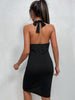 JIM & NORA Summer Sexy Halter V Neck Backless Sleeveless Warp Bodycon Dress Chic Bandage Women Soild Outfits Casual Fashion
