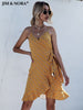 JIM & NORA Summer Sexy Spaghetti Strap Women A-Line Camisole Dress Sweet Elegant Floral Ruffles Chic Flowers Mini Dresses