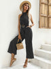 JIM & NORA Summer Wide Leg Jumpsuit Women Sleeveless Halter Neck Loose Casual Rompers Holiday Polka Dots Playsuit
