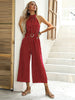 JIM & NORA Summer Wide Leg Jumpsuit Women Sleeveless Halter Neck Loose Casual Rompers Holiday Polka Dots Playsuit