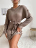 JIM & NORA Women Autumn Long Sleeve Round Neck Tunic Knit Mini Sweater Dress Soild Colour Casual Dresses Loose Pullover
