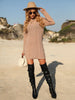 JIM & NORA Women Autumn Warm Soild Colour Long Sleeve Round Neck Knit Sweater Mini Dress Casual Loose Dresses Party Wear