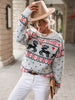 JIM & NORA Women Christmas Floral Print Long Sleeve Round Neck Knit Sweater Xmas Holiday Party Wear Casual Pullover Tops