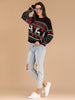 JIM & NORA Women Christmas Floral Print Long Sleeve Round Neck Knit Sweater Xmas Holiday Party Wear Casual Pullover Tops