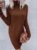 JIM & NORA Women Mini Knit Sweater Dress Long Sleeve Turtleneck Soild Colour Loose Dresses Casual Autumn Spring Vestidos