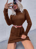 JIM & NORA Women Mini Knit Sweater Dress Long Sleeve Turtleneck Soild Colour Loose Dresses Casual Autumn Spring Vestidos