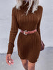 JIM & NORA Women Mini Knit Sweater Dress Long Sleeve Turtleneck Soild Colour Loose Dresses Casual Autumn Spring Vestidos