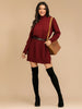 JIM & NORA Women Winter Long Sleeve Loose Turtleneck Christmas Knit Midi Dresses Ladies Christmas Print Xmas Party Wear