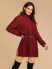 JIM & NORA Women Winter Long Sleeve Loose Turtleneck Christmas Knit Midi Dresses Ladies Christmas Print Xmas Party Wear