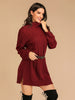 JIM & NORA Women Winter Long Sleeve Loose Turtleneck Christmas Knit Midi Dresses Ladies Christmas Print Xmas Party Wear