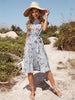 JIM & NORA Women Floral Print Regan Short Sleeve Round Neck Pleated Dress 2023 Holiday Summer Dresses With Belt Beach Sundress