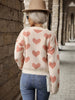 JIM & NORA Women Heart Print Pink Knit Long Sleeve Round Neck Sweater Autumn Ladies Casual Loose Pullover Female Tops