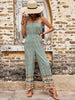 JIM & NORA Women Jumpsuits 2023 Sleeveless Boho Floral Print Wide Leg Long Pants Bohemian Rompers Ladies Holiday Trousers