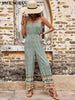 JIM & NORA Women Jumpsuits 2023 Sleeveless Boho Floral Print Wide Leg Long Pants Bohemian Rompers Ladies Holiday Trousers