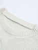 JIM & NORA Women Long Sleeve Round Neck Casual Loose Knit Sweater Autumn Warm White Pullover Soild Colour Tops