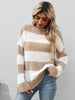 JIM & NORA Women Patchwork Colour Block Long Sleeve Round Neck Loose Knit Sweater Casual Autumn Warm Pullover Tops