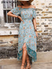 JIM & NORA Women Sexy Boho Floral Print Casual Off Shoulder Long Dresses Vacation Dress Bohemian Vestidos Femme Robe