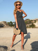 JIM & NORA Women Sexy Suspenders Sleeveless V Neck Soild Irregular Dress Spaghetti Strap Vestidos Casual Summer Beach Sundress