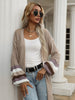 JIM & NORA Women Soild Colour Long Sleeve V Neck Breathable Hollow Out Cardigan Sexy See Through Patchwork Tops Autumn Casual
