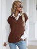JIM & NORA Women Soild Colour Sleeveless V Neck Loose Knit Sweater Vest Ladies Casual Autumn Pullover Tops Warmer Oversize