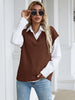 JIM & NORA Women Soild Colour Sleeveless V Neck Loose Knit Sweater Vest Ladies Casual Autumn Pullover Tops Warmer Oversize