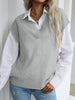 JIM & NORA Women Soild Colour Sleeveless V Neck Loose Knit Sweater Vest Ladies Casual Autumn Pullover Tops Warmer Oversize