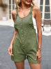 JIM & NORA Women Summer Jumpsuits Casual Sleeveless Short Pants Jumpsuit Soild Colour Buttons Suspender Trousers Fashion