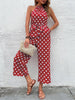 JIM & NORA Women Summer Sexy Sleeveless Loose Polka Dot Bodycon Party Jumpsuit Playsuit Clubwear Bodysuit Green Pink Wine Red