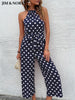 JIM & NORA Women Summer Sexy Sleeveless Loose Polka Dot Bodycon Party Jumpsuit Playsuit Clubwear Bodysuit Green Pink Wine Red