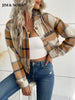 JIM & NORA Women Thick Plaid Shirts Winter Warm Buttons Blouses Tops Casual Shirt Jacket Female Clothes Coat Outwear Fashion