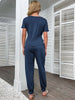 JIM & NORA Women Two Pieces Set Outfits Cropped Short Sleeve T Shirt and Long Pants Tracksuits Sportwear Female Girls