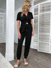 JIM & NORA Women Two Pieces Set Outfits Cropped Short Sleeve T Shirt and Long Pants Tracksuits Sportwear Female Girls