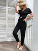 JIM & NORA Women Two Pieces Set Outfits Cropped Short Sleeve T Shirt and Long Pants Tracksuits Sportwear Female Girls