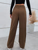 JIM & NORA Women Wide Leg Pants Loose High Waist Casual Trousers Solid Colour Office Straight Pants Ladies Bottoms Buttons