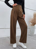 JIM & NORA Women Wide Leg Pants Loose High Waist Casual Trousers Solid Colour Office Straight Pants Ladies Bottoms Buttons