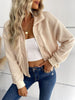 JIM & NORA Women Winter Warm Sherpa Lapel Collar Zipper Blouses Tops Casual Shirt Jacket Female Clothes Coat Outwear Fashion