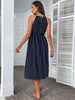 JIM & NORA Womens Sexy Spaghetti Strap Lace Up Halter Hollow Out Dresses Summer Sleeveless Tunic Dot Printed Midi Dress Casual
