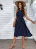 JIM & NORA Womens Sexy Spaghetti Strap Lace Up Halter Hollow Out Dresses Summer Sleeveless Tunic Dot Printed Midi Dress Casual
