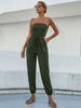 JIM & NORA Womens Strapless Jumpsuit Casual Loose Off Shoulder Drawstring Long Pants One Piece Romper For Daily Office Party